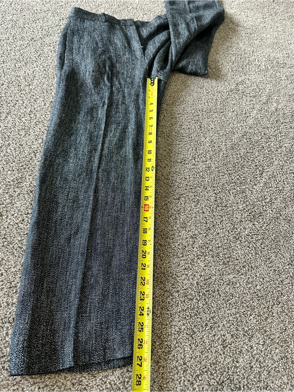 Theory High Waist Straight Leg Pant Herringbone Melange Size 4 Grey - Picture 12 of 14